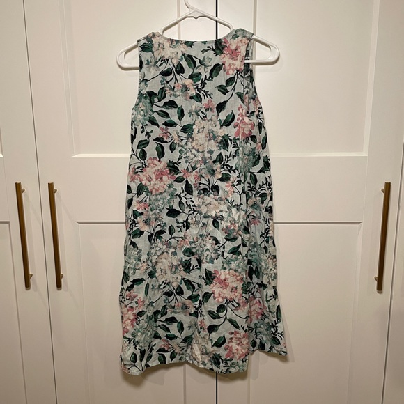 J Jill Love Linen Light Seaglass Vintage Hydrangea A-Line Sleeveless Dress - Picture 7 of 8